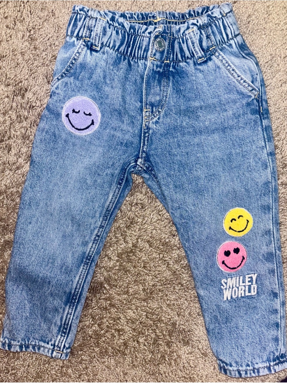H&M SmileyWorld Blue Denim Paper Bag Jeans 1.5–2Y